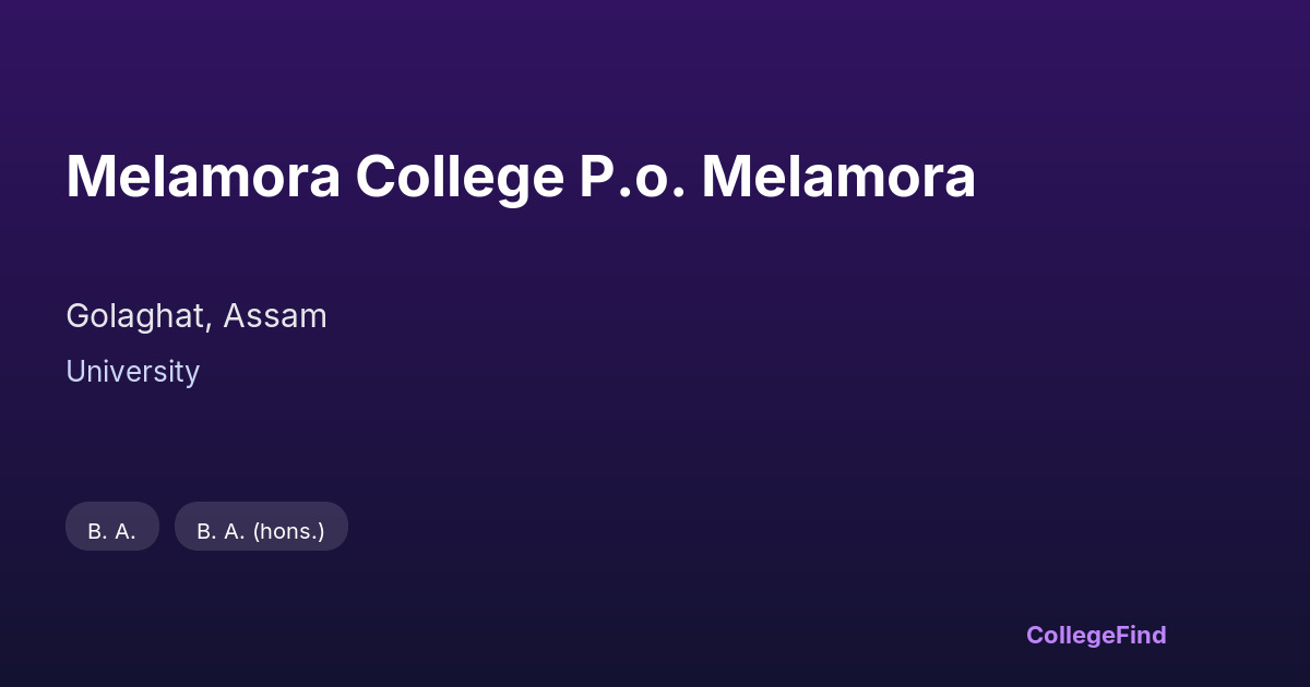melamora college p.o. melamora