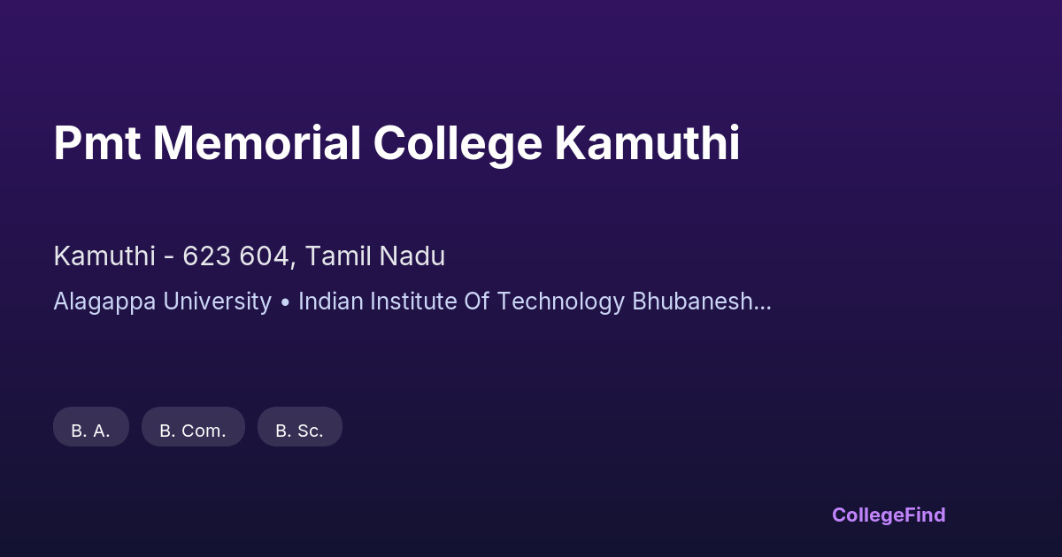pmt memorial college kamuthi