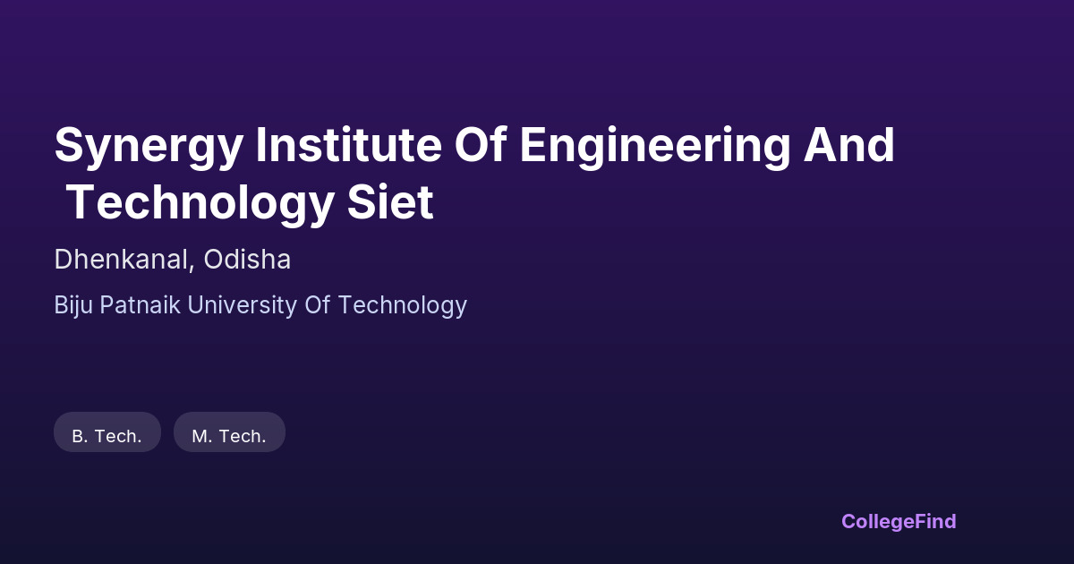 synergy institute of engineering and technology siet