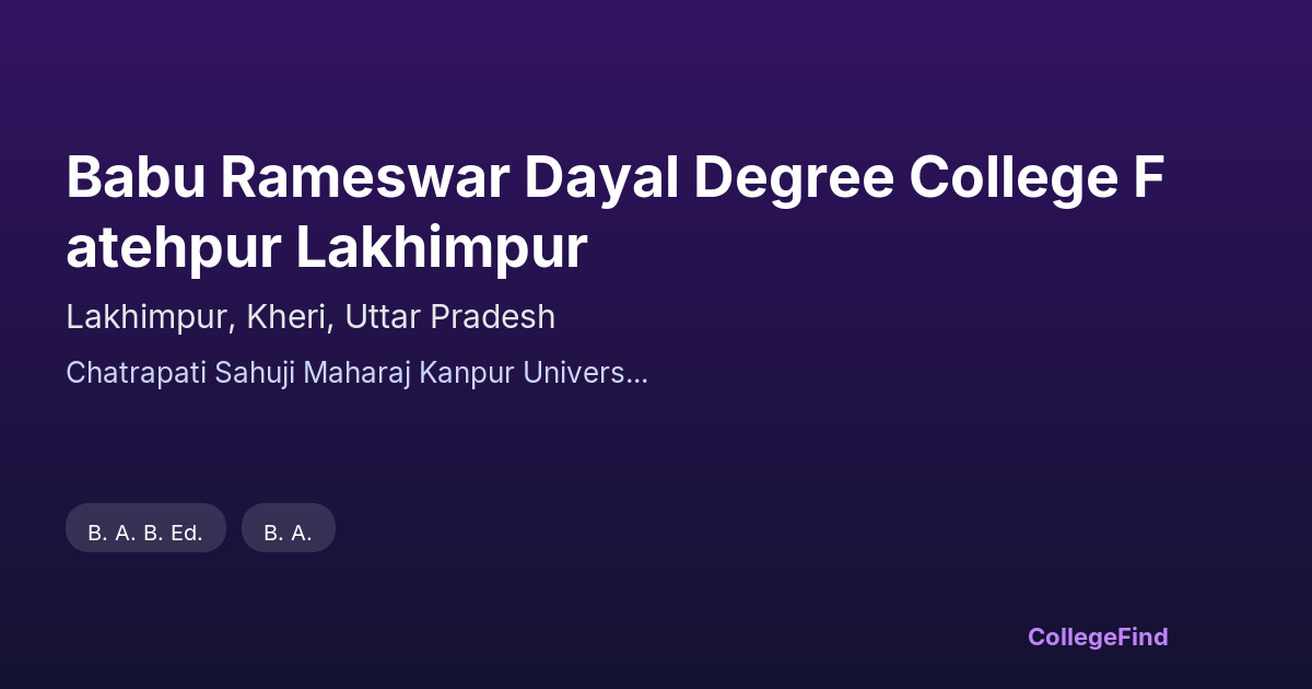 babu rameswar dayal degree college fatehpur lakhimpur