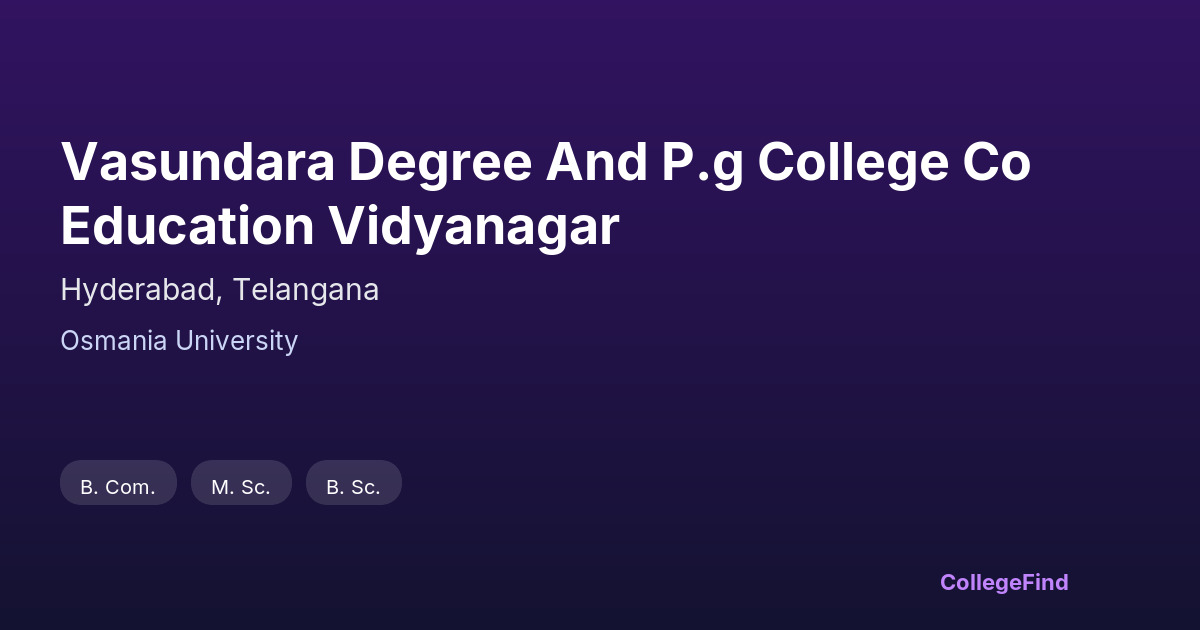vasundara degree and p.g college co education vidyanagar