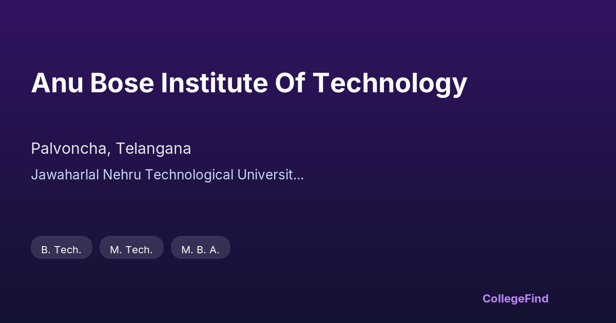 anu bose institute of technology