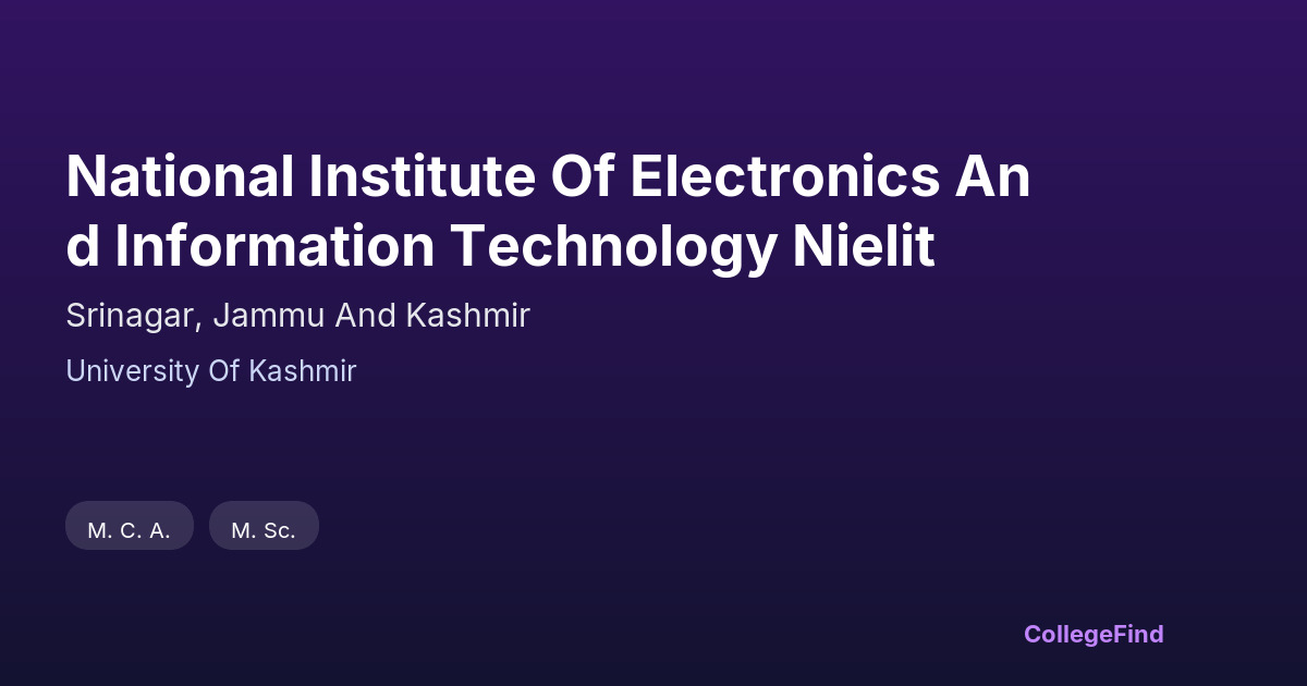 national institute of electronics and information technology nielit