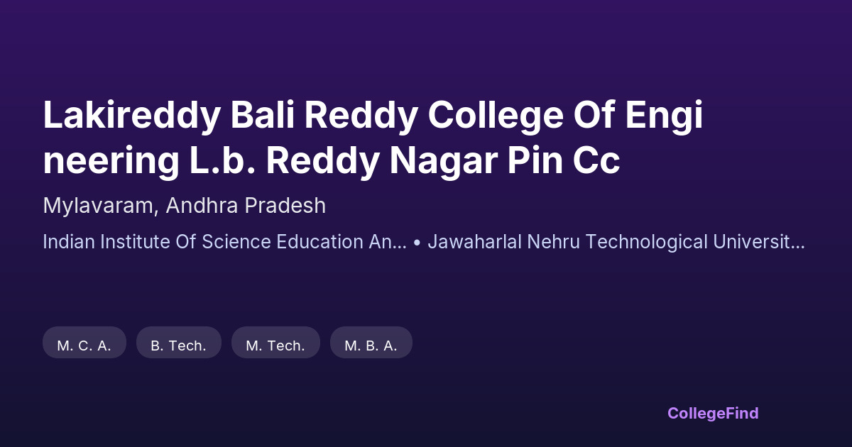 lakireddy bali reddy college of engineering l.b. reddy nagar pin cc