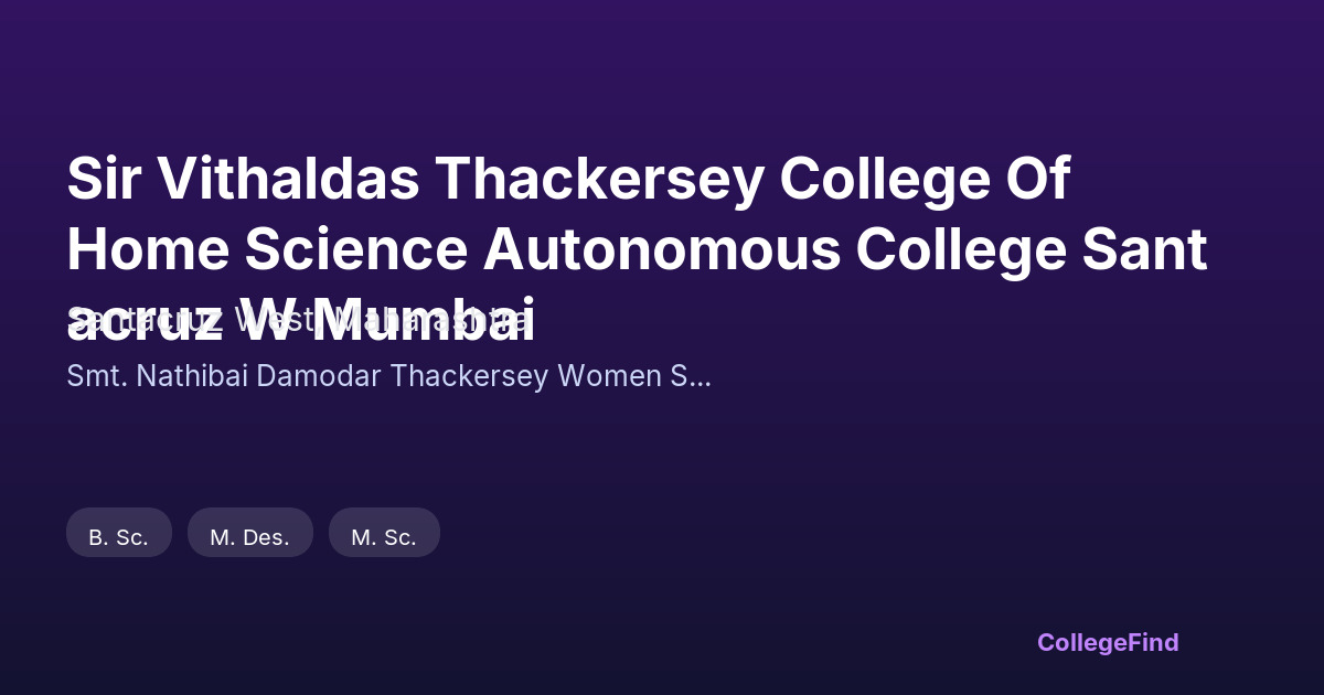 sir vithaldas thackersey college of home science autonomous college santacruz w mumbai