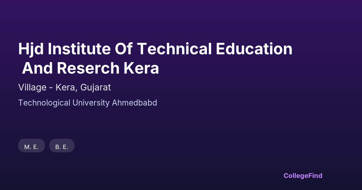 hjd institute of technical education and reserch kera
