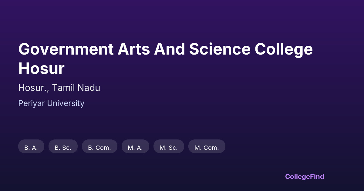 government arts and science college hosur