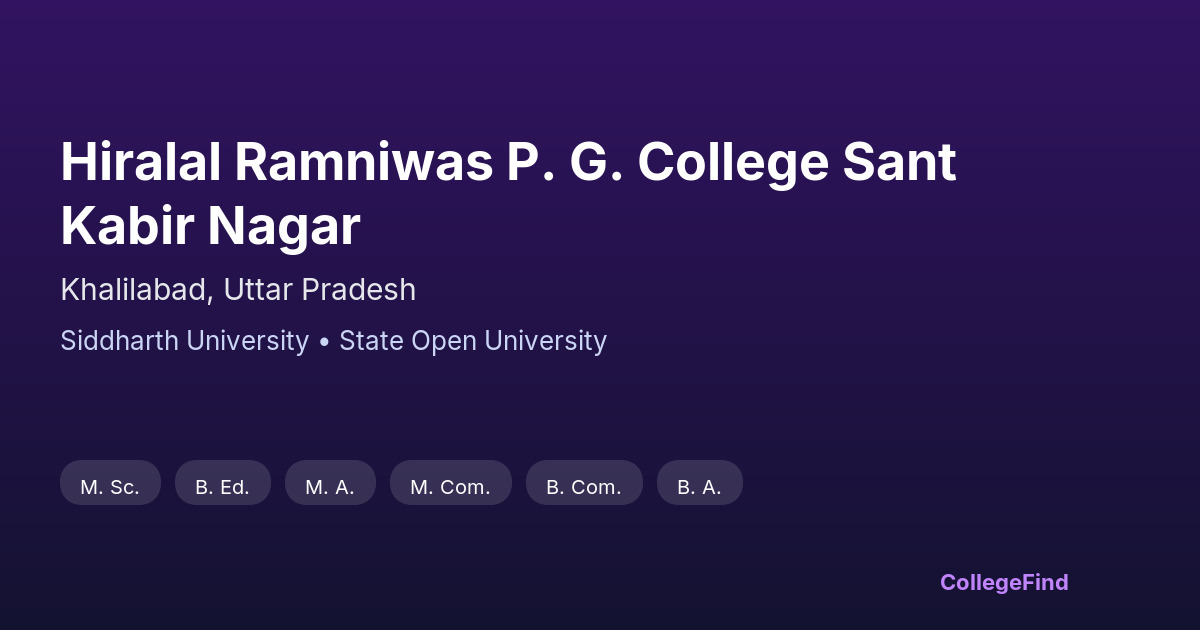 hiralal ramniwas p. g. college sant kabir nagar