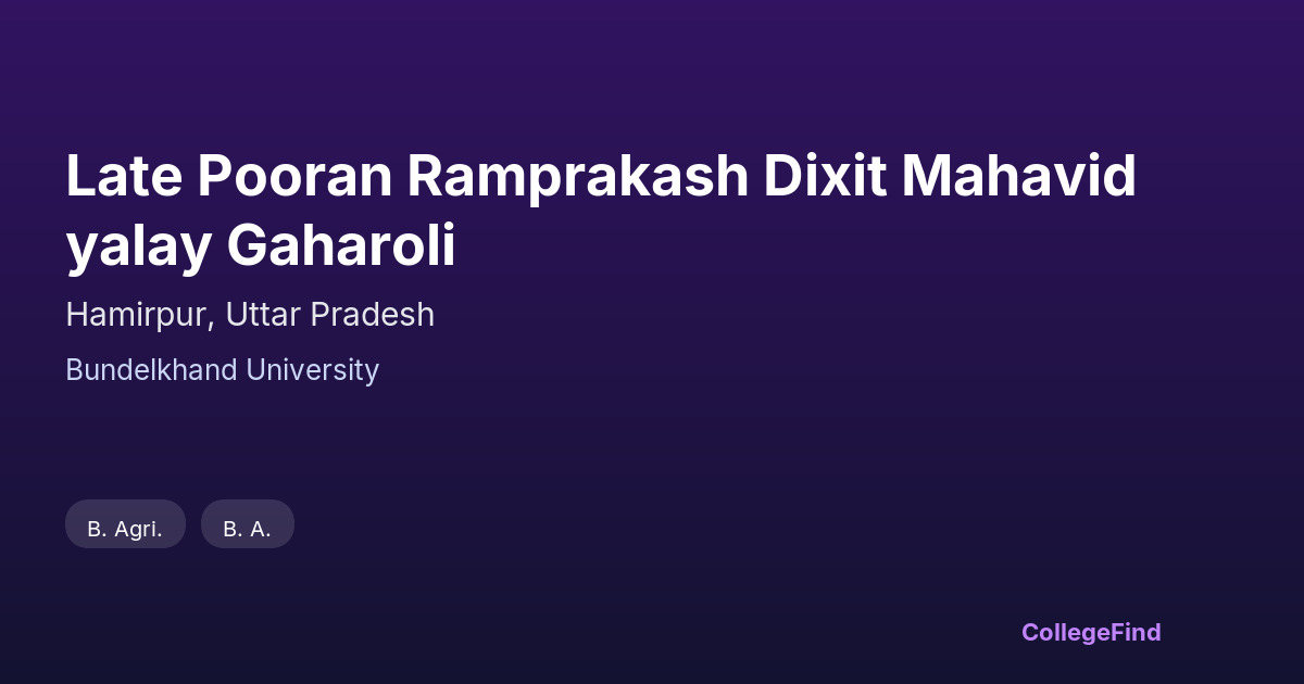 late pooran ramprakash dixit mahavidyalay gaharoli