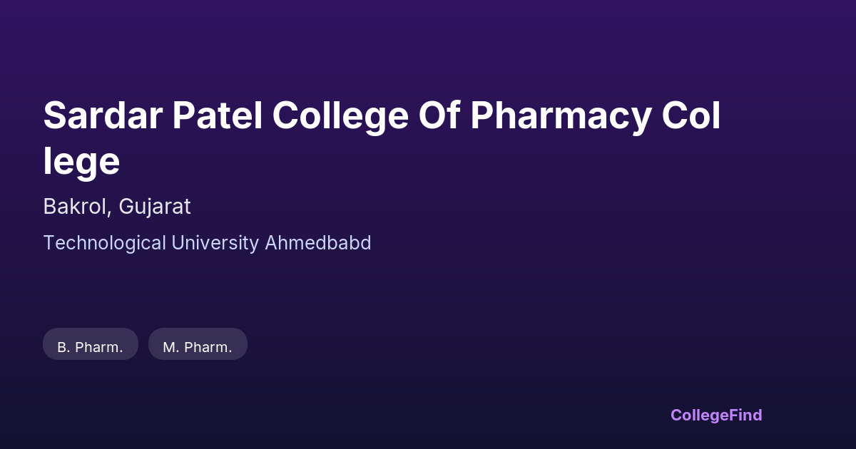 sardar patel college of pharmacy college