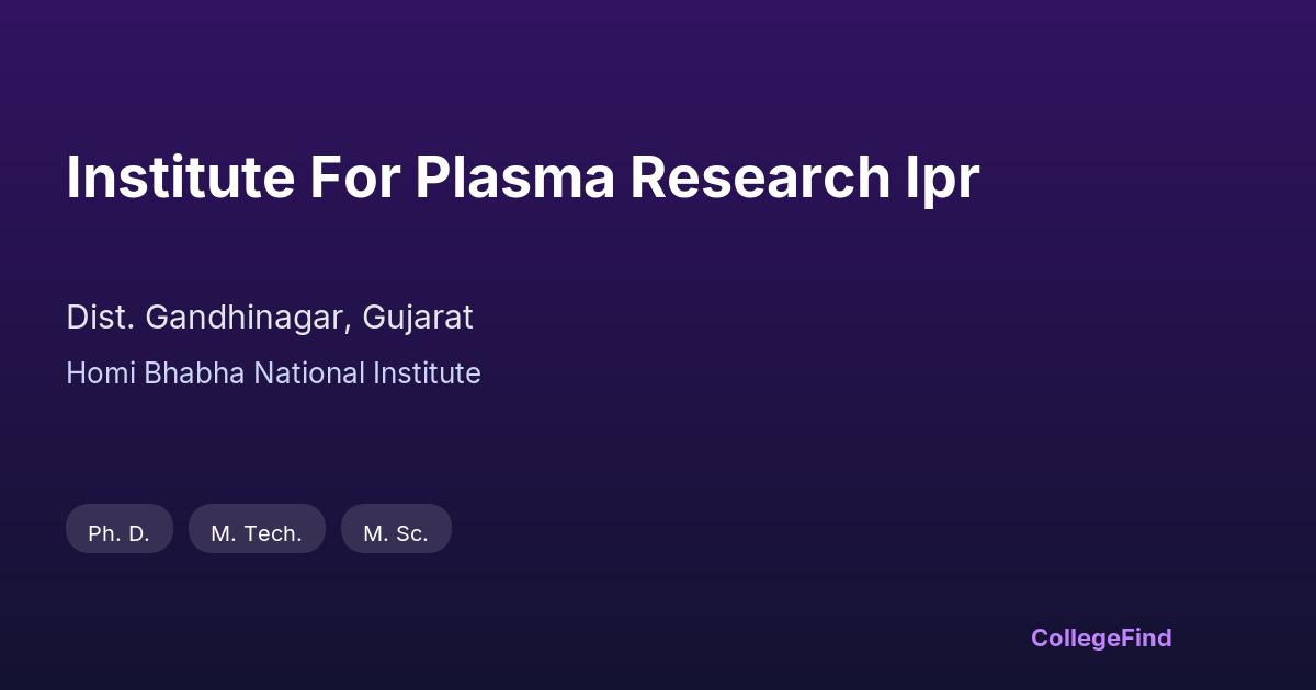 institute for plasma research ipr