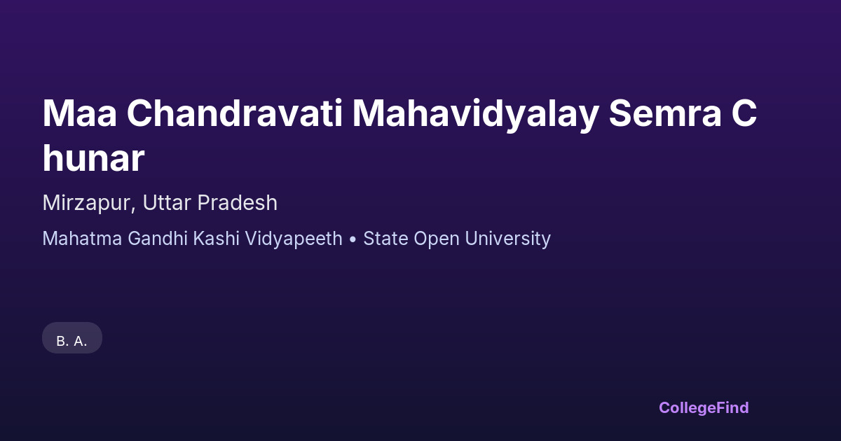 maa chandravati mahavidyalay semra chunar