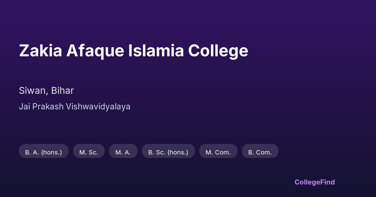 zakia afaque islamia college