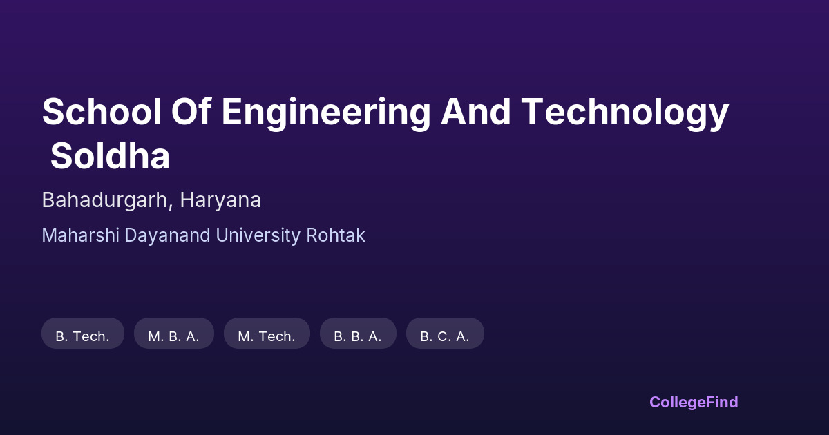 school of engineering and technology soldha