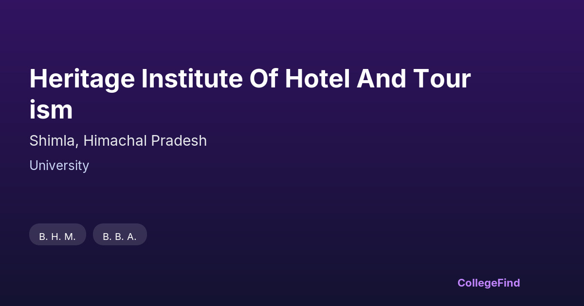 heritage institute of hotel and tourism