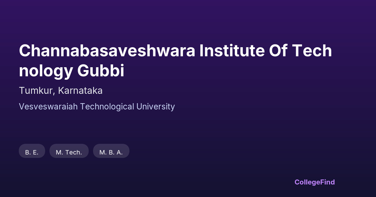 channabasaveshwara institute of technology gubbi