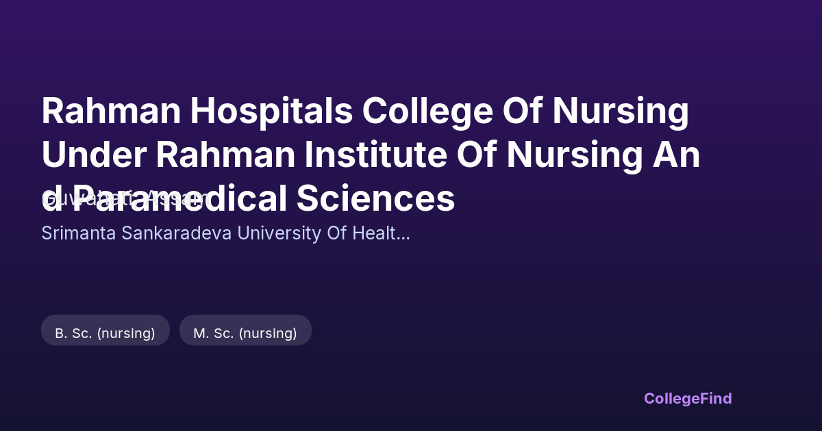 rahman hospitals college of nursing under rahman institute of nursing and paramedical sciences