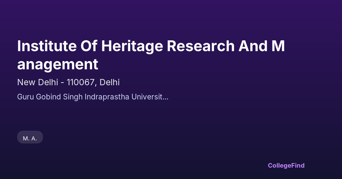 institute of heritage research and management