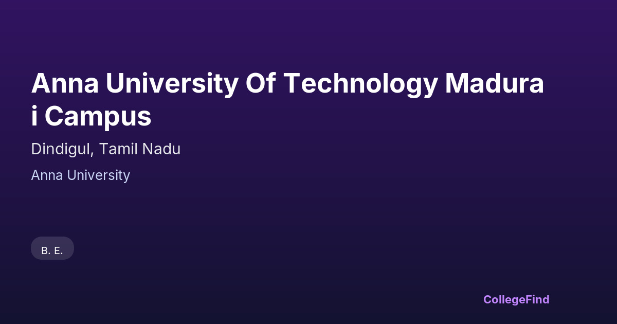 anna university of technology madurai campus