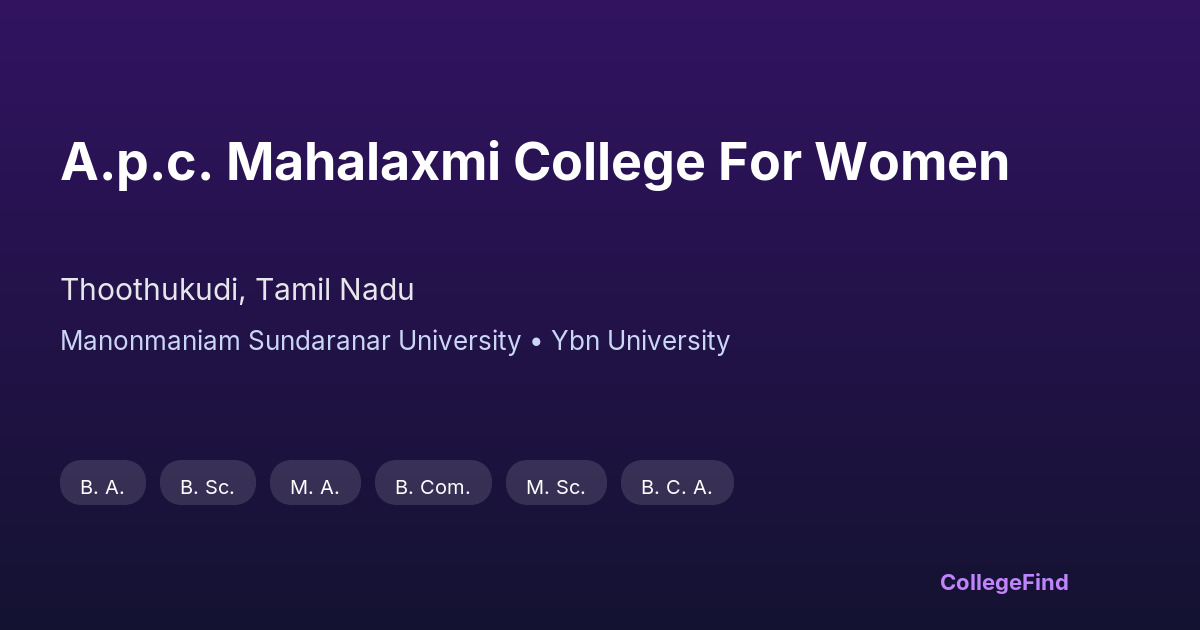 a.p.c. mahalaxmi college for women