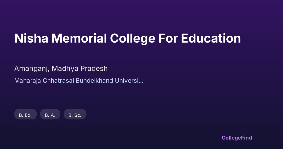 nisha memorial college for education