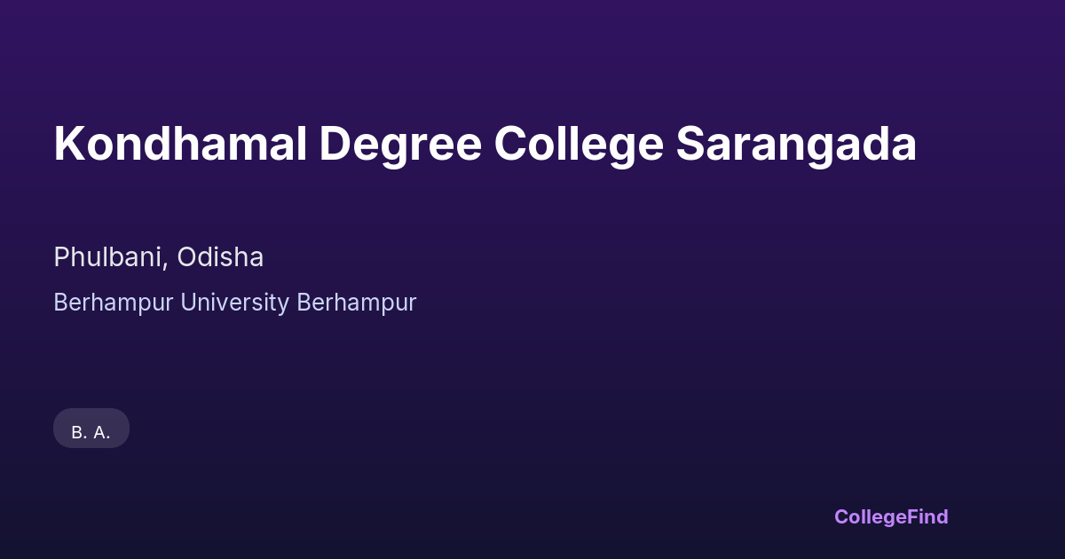 kondhamal degree college sarangada