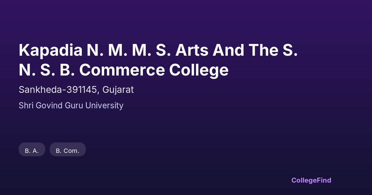 kapadia n. m. m. s. arts and the s. n. s. b. commerce college
