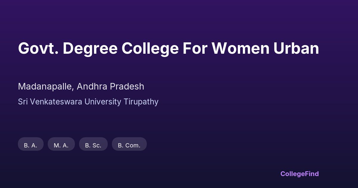 govt. degree college for women urban