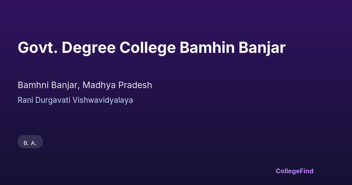 govt. degree college bamhin banjar