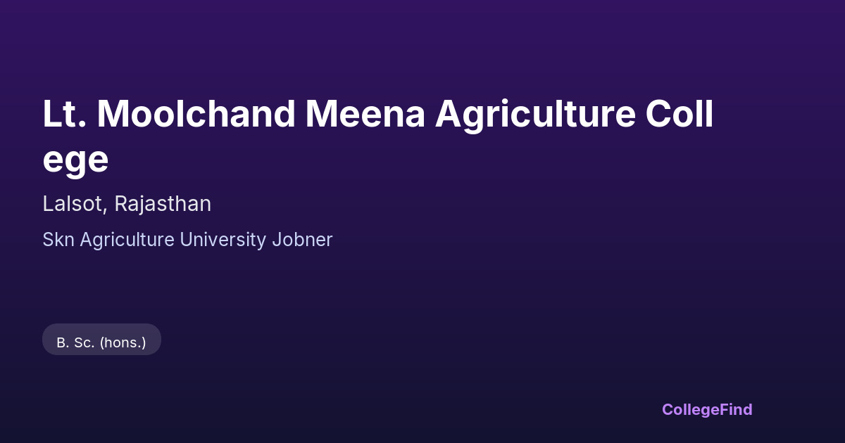 lt. moolchand meena agriculture college