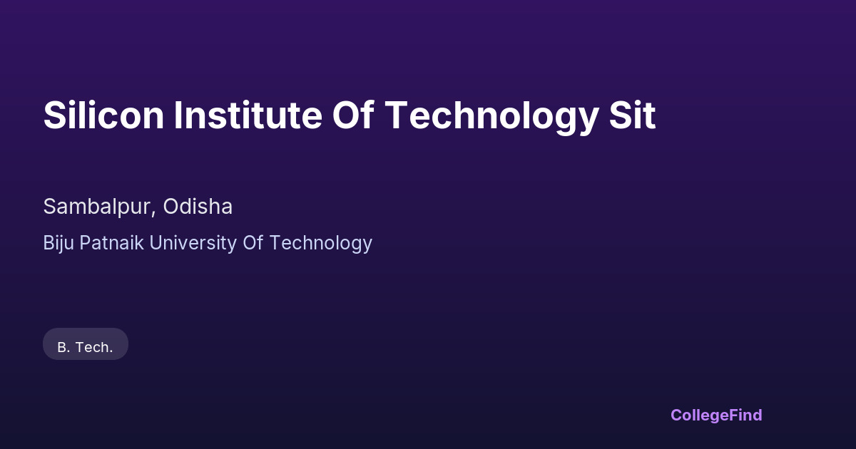 silicon institute of technology sit