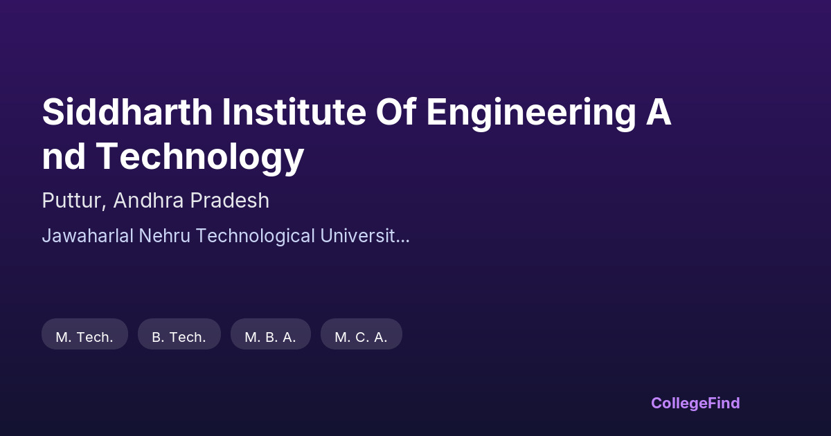 siddharth institute of engineering and technology