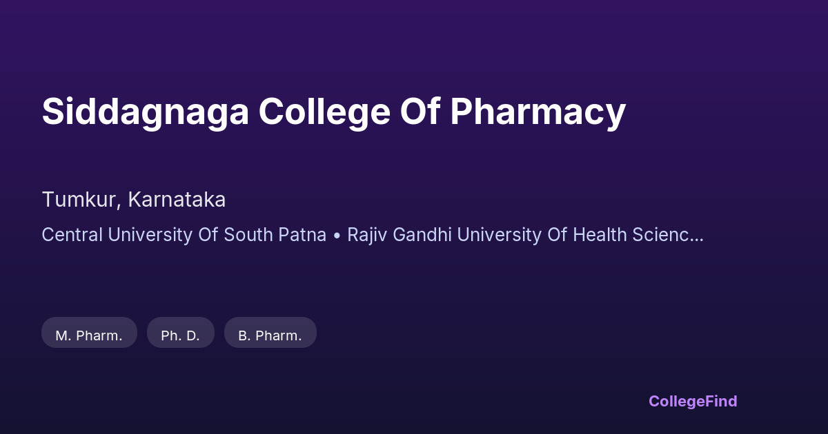 siddagnaga college of pharmacy