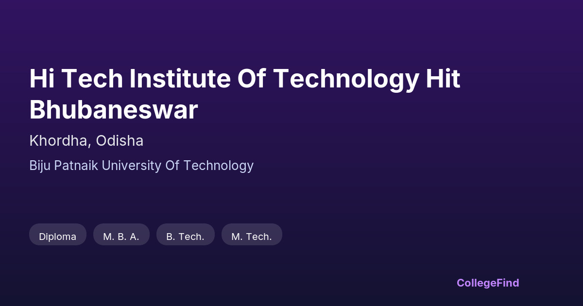 hi tech institute of technology hit bhubaneswar