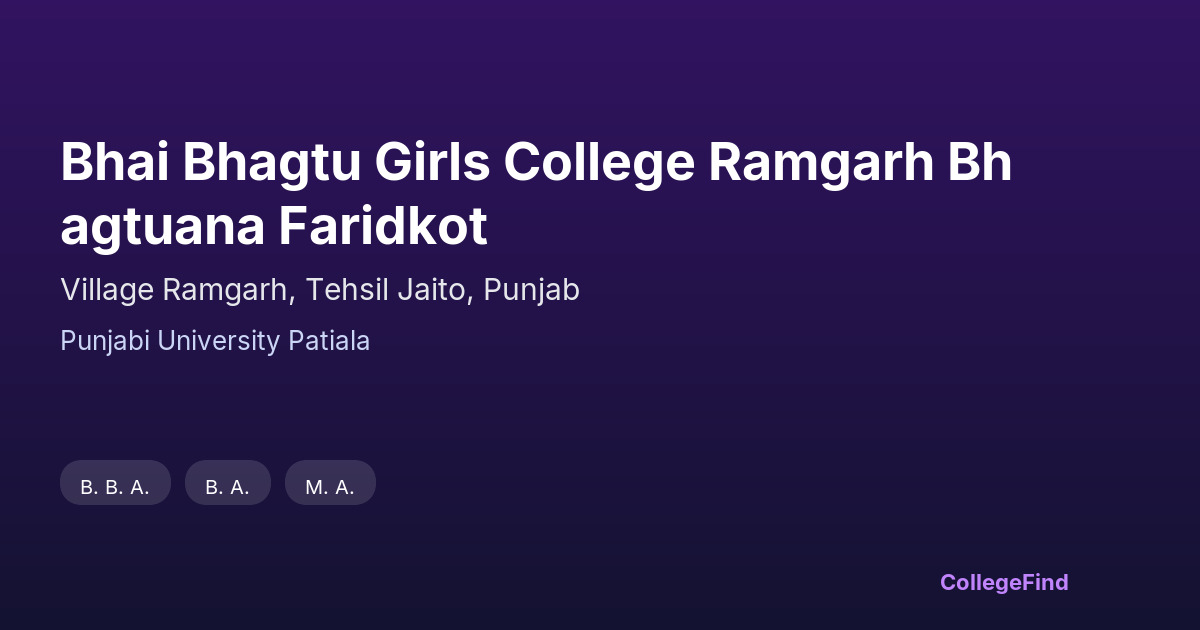 bhai bhagtu girls college ramgarh bhagtuana faridkot