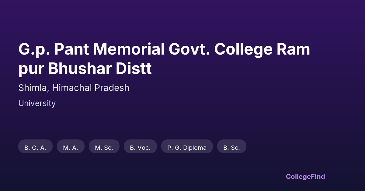 g.p. pant memorial govt. college rampur bhushar distt