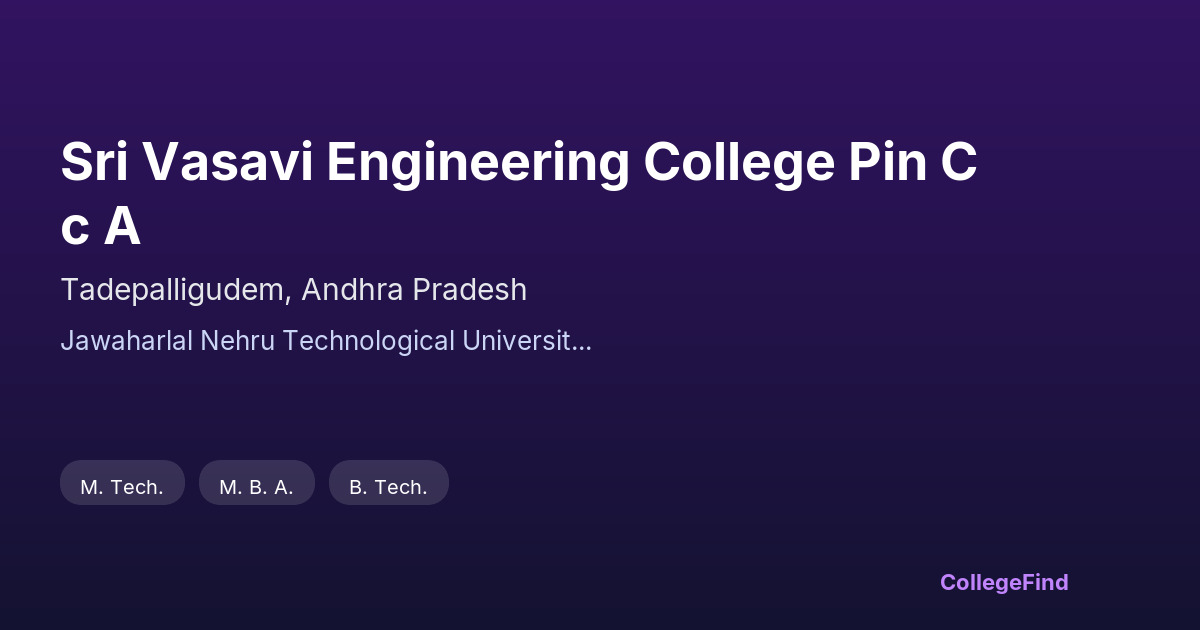 sri vasavi engineering college pin cc a