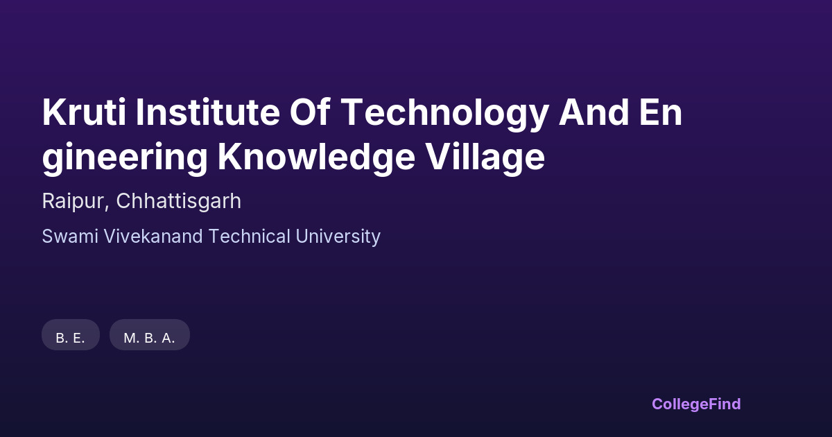 kruti institute of technology and engineering knowledge village