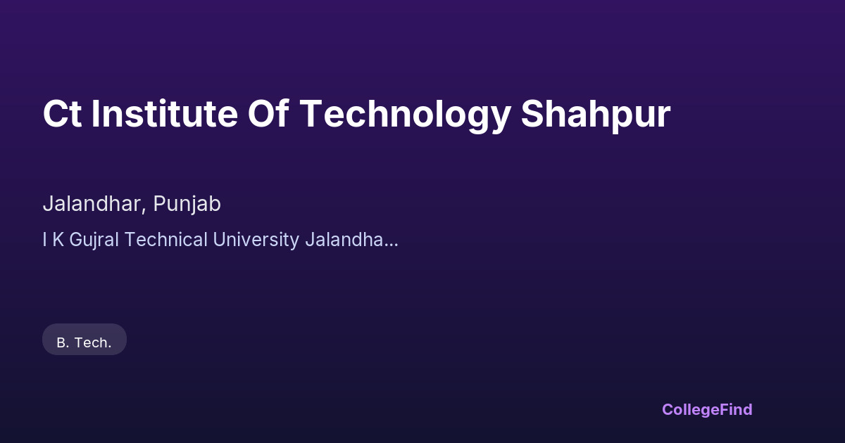 ct institute of technology shahpur