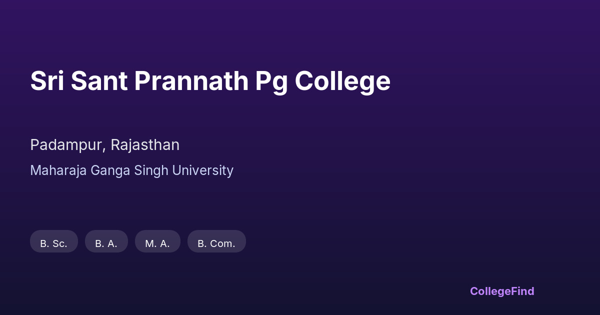 sri sant prannath pg college