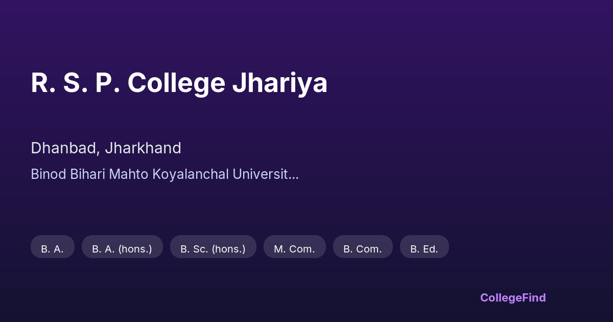 r. s. p. college jhariya