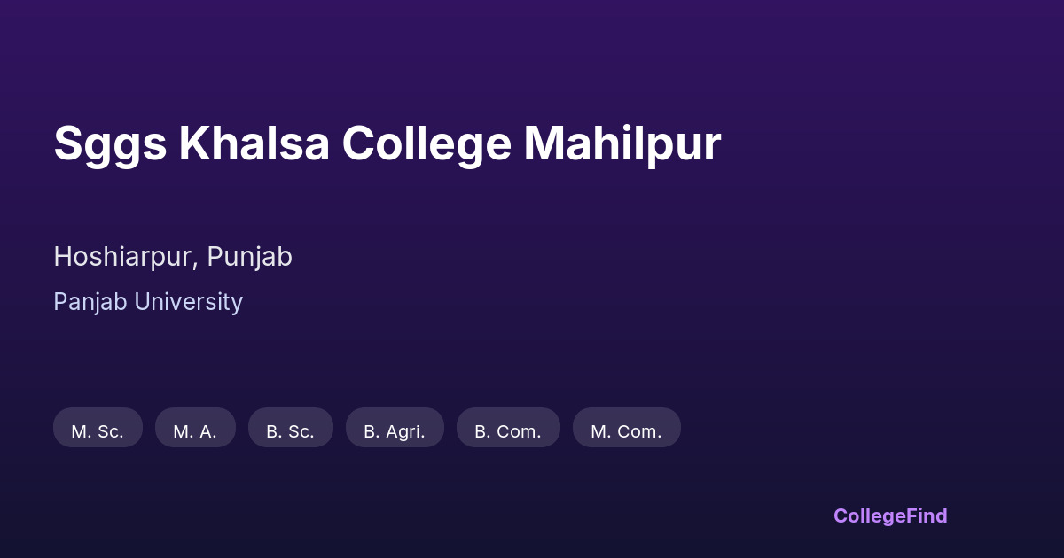 sggs khalsa college mahilpur