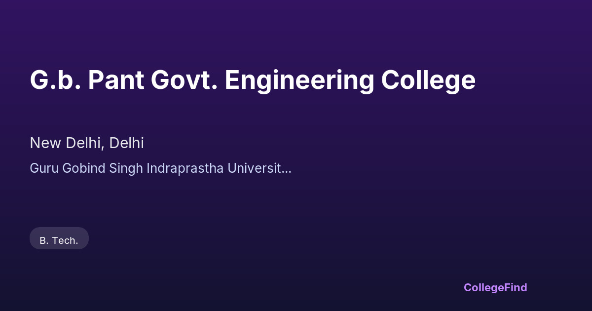 g.b. pant govt. engineering college