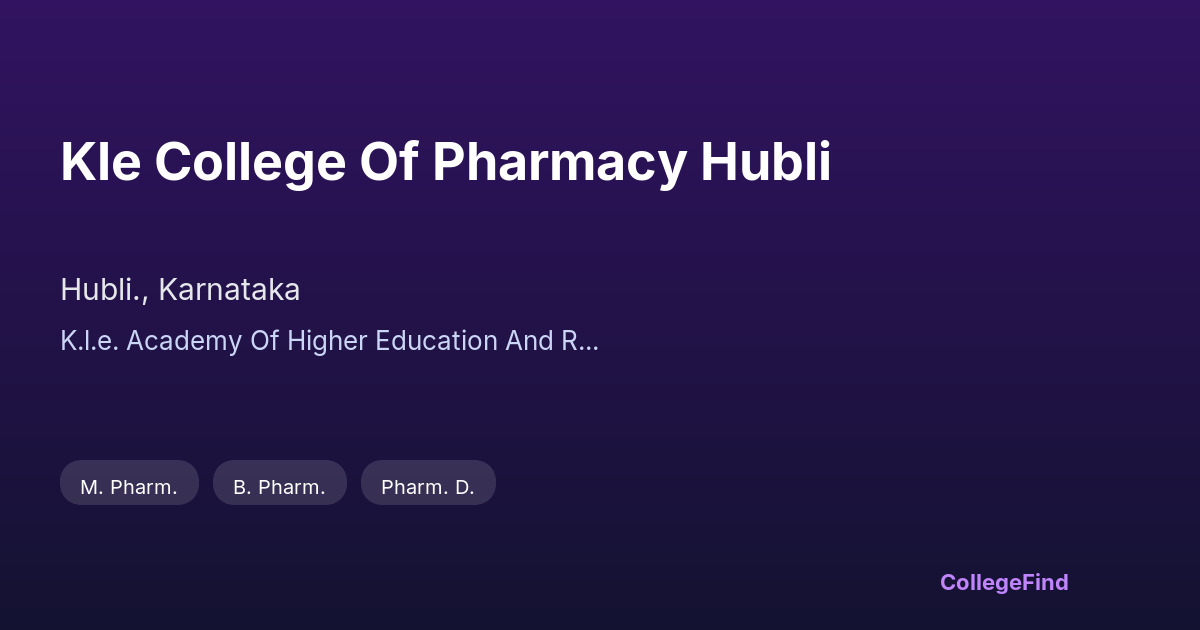 kle college of pharmacy hubli