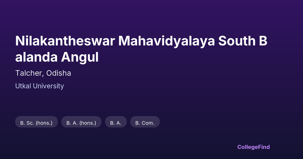 nilakantheswar mahavidyalaya south balanda angul