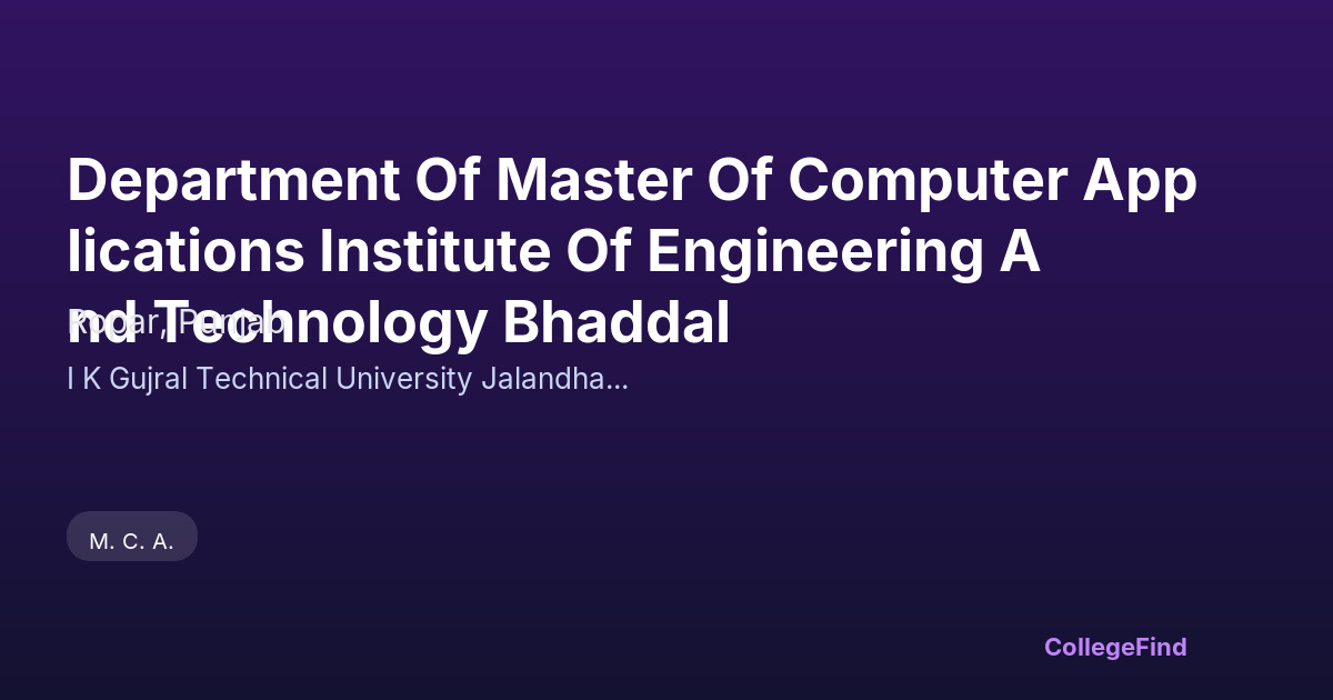 department of master of computer applications institute of engineering and technology bhaddal