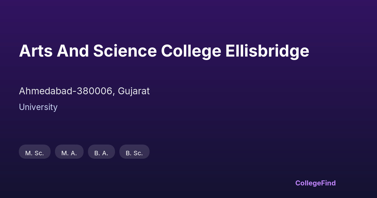 arts and science college ellisbridge