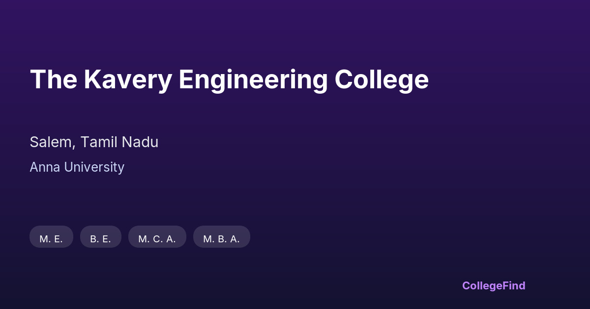the kavery engineering college