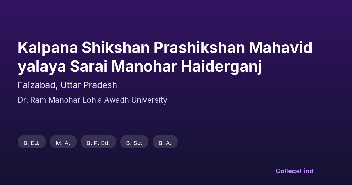 kalpana shikshan prashikshan mahavidyalaya sarai manohar haiderganj