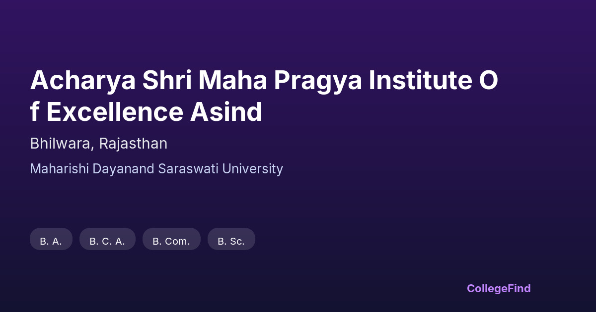 acharya shri maha pragya institute of excellence asind
